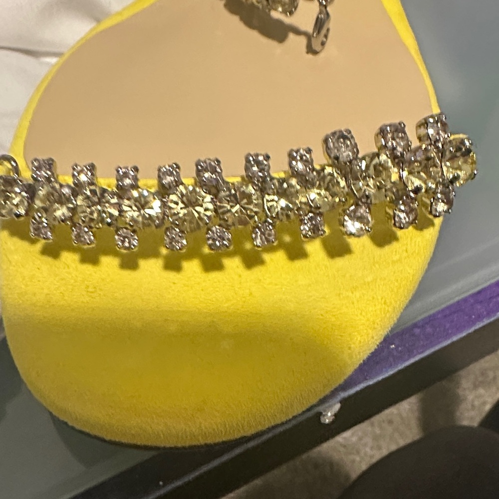 Jimmy Choo Yellow Heels with Crystal Accents - Picture 4 of 4